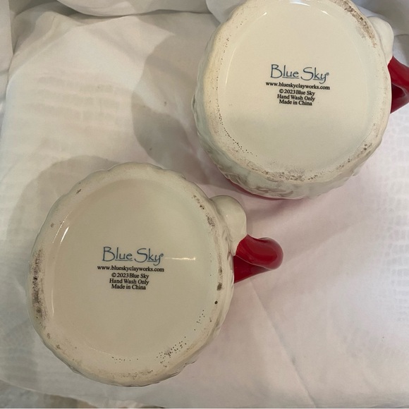 Blue Sky Clay Works Merry Christmas Santa Mug Set 2023 Winking Santa Cups Cocoa - Picture 5 of 8